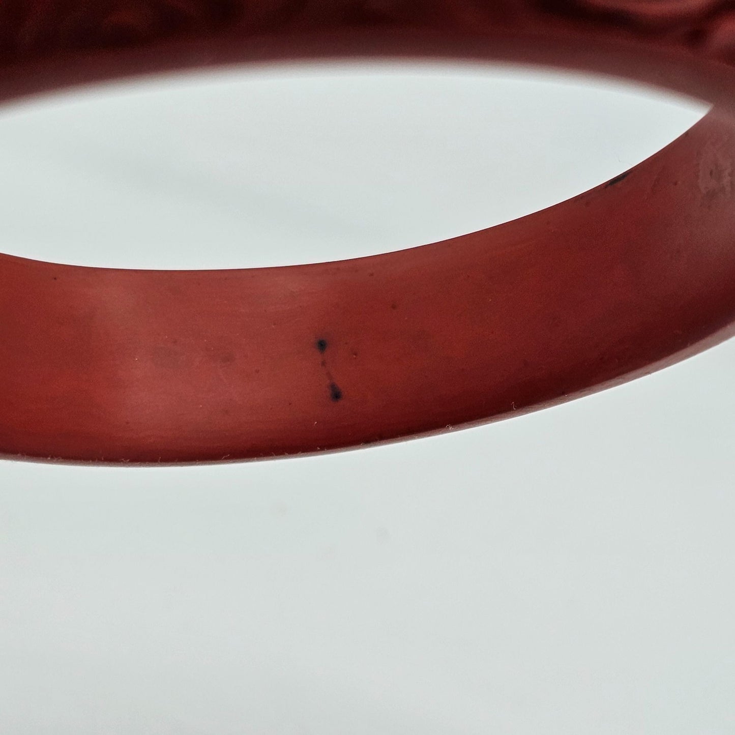 Intricate Carved Dragon Design Vintage Chinese Cinnabar Bangle