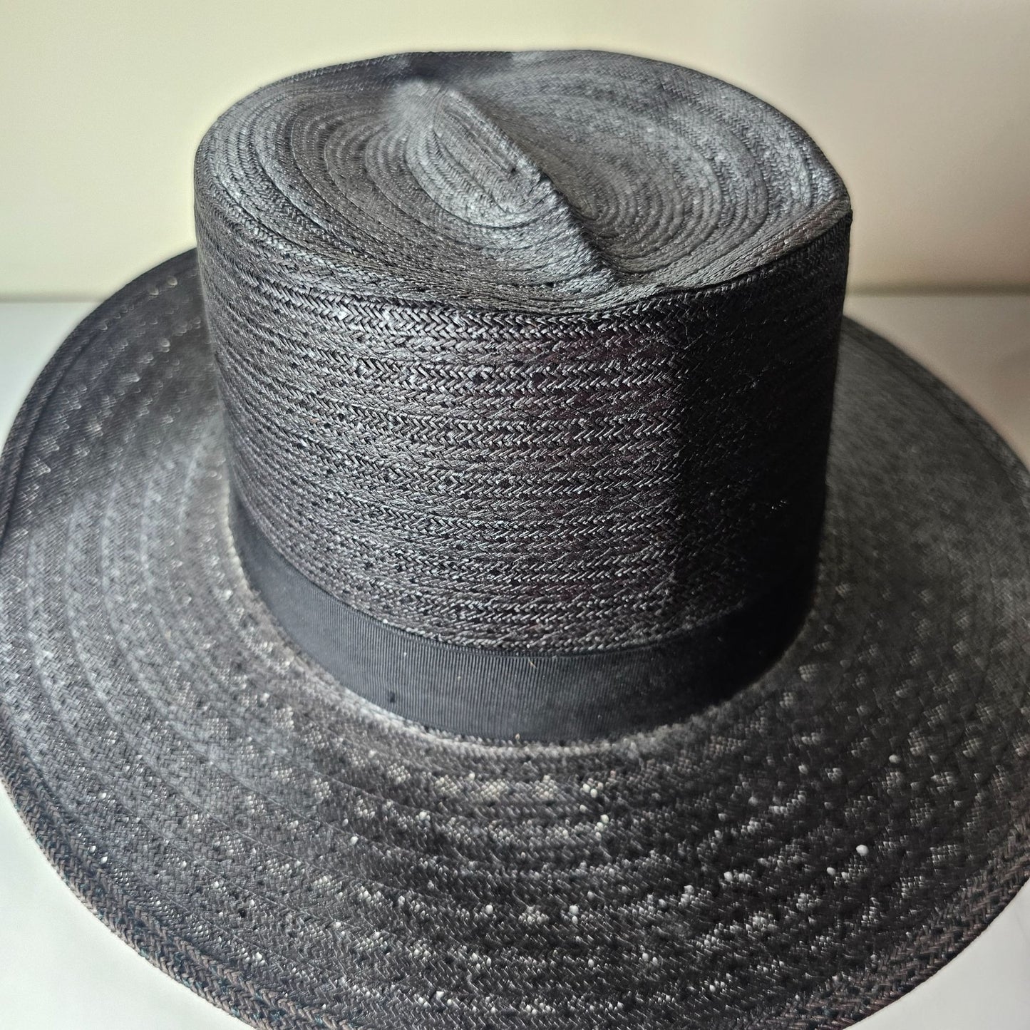 Park Plaza Mens Black Straw Boater Hat 6 7/8 Amish Country Mennonite