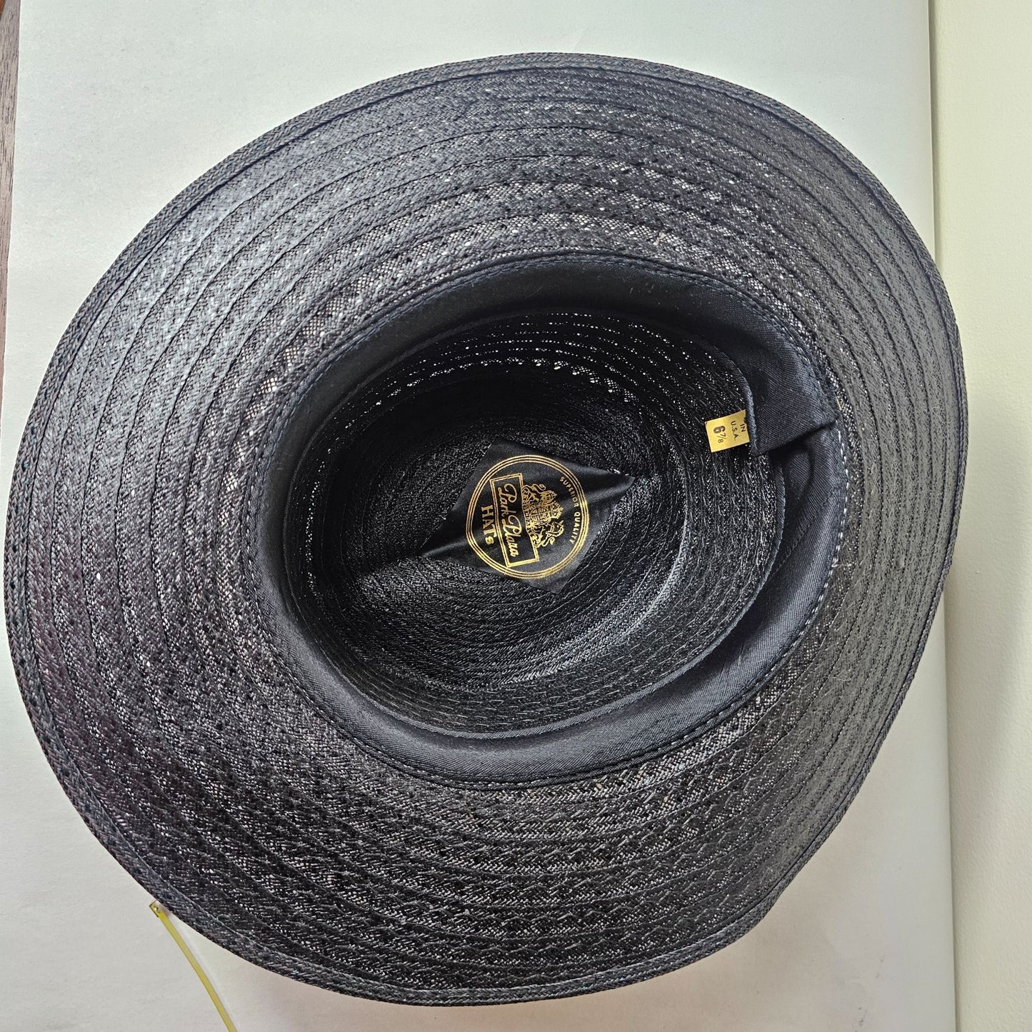 Park Plaza Mens Black Straw Boater Hat 6 7/8 Amish Country Mennonite