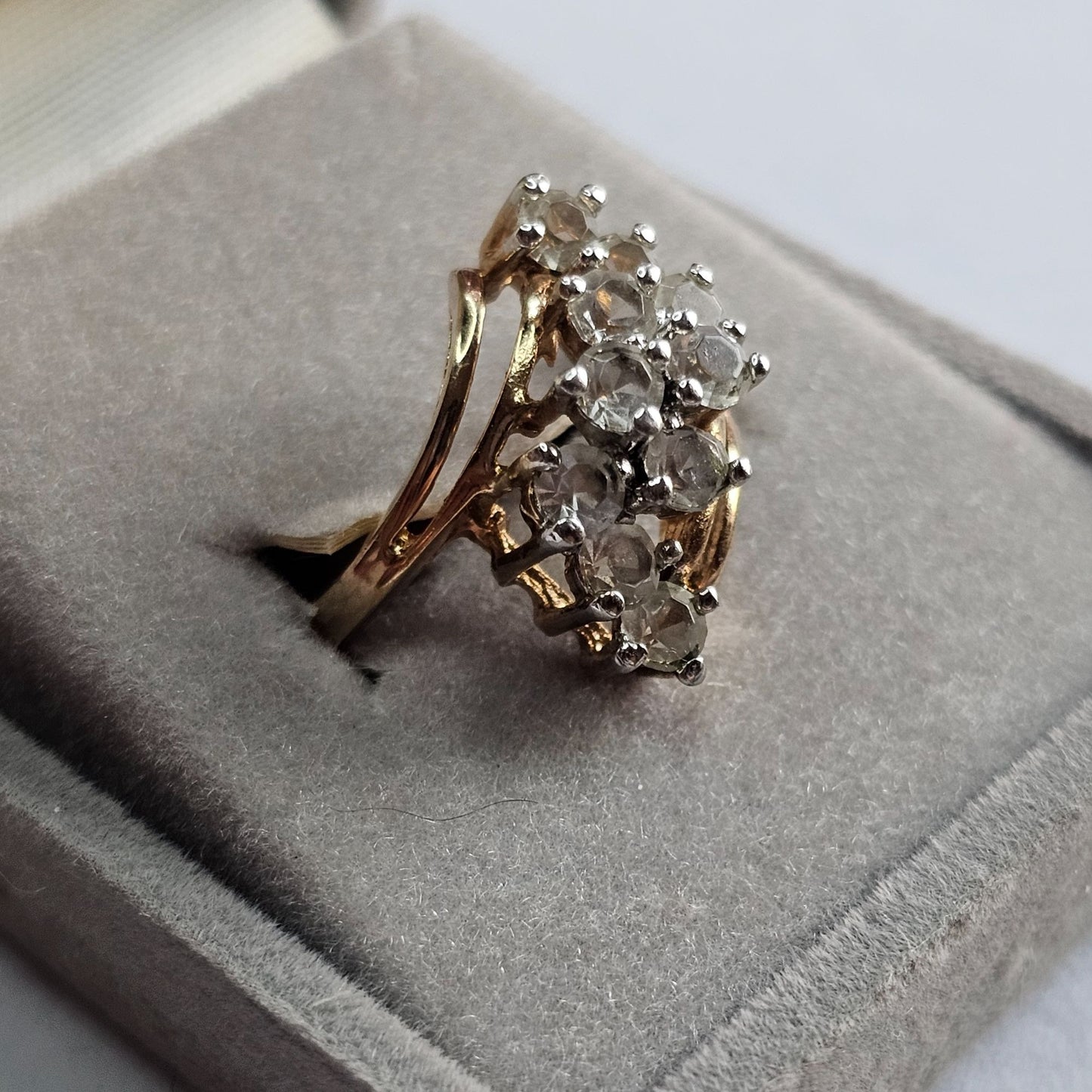 Vintage 14K HGE Electroplated Gold Cluster Ring Sparkling Cubic Zirconia