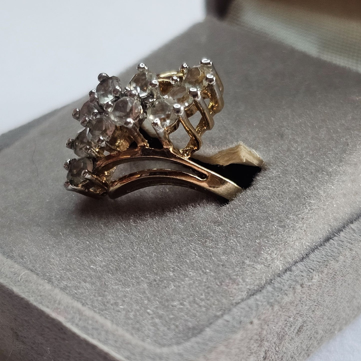 Vintage 14K HGE Electroplated Gold Cluster Ring Sparkling Cubic Zirconia