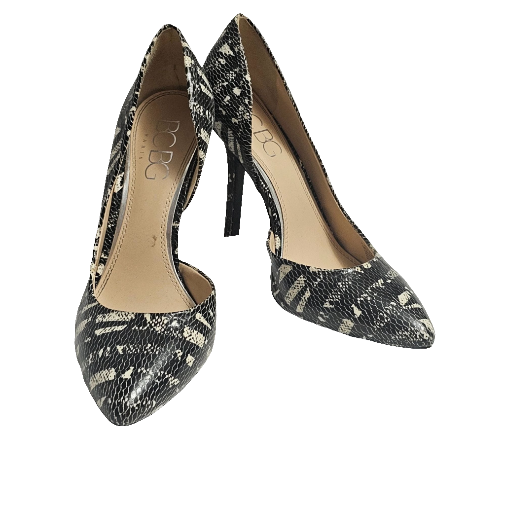 BCBG Black White Snakeskin D'orsay Pumps Size 9