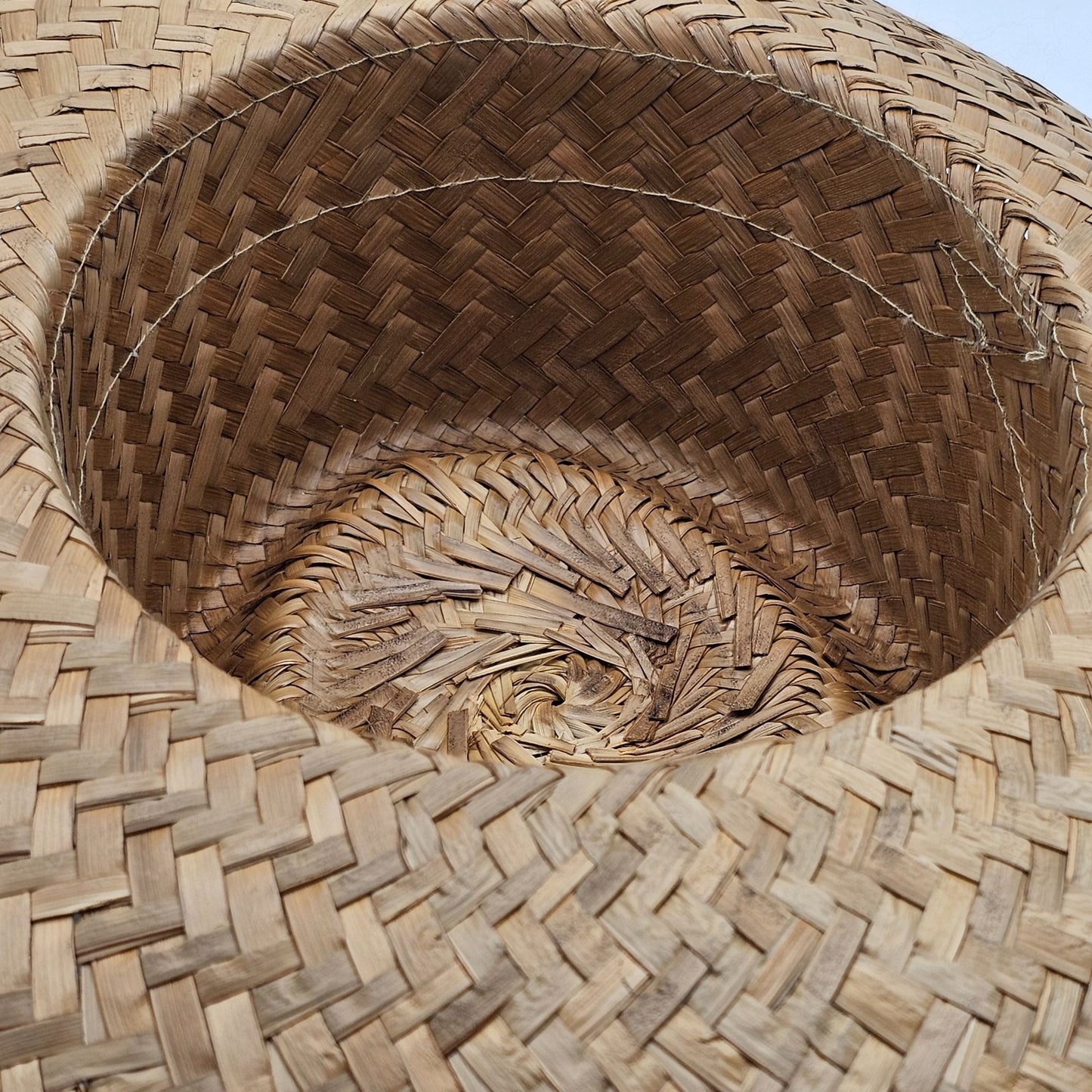 Vintage Straw Boater Hat With Colorful Mexican Band - Handwoven