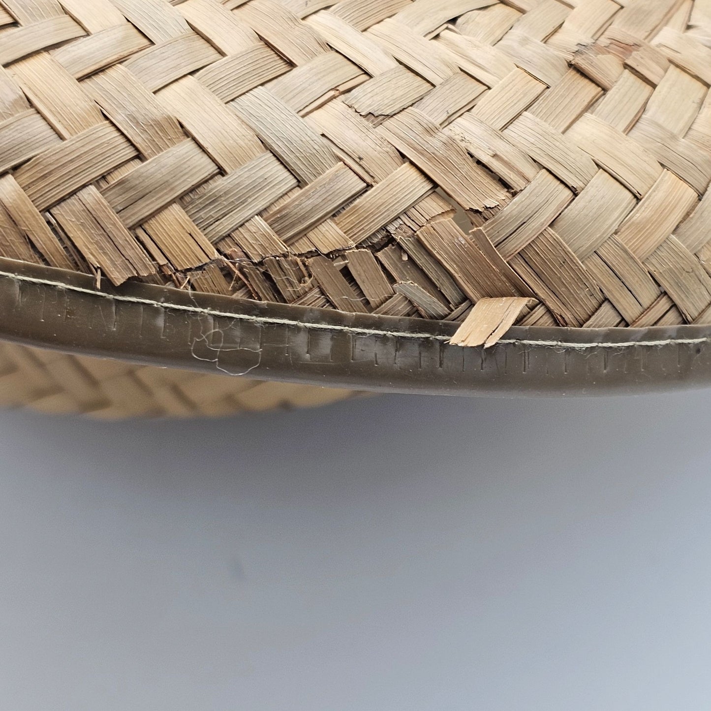Vintage Straw Boater Hat With Colorful Mexican Band - Handwoven