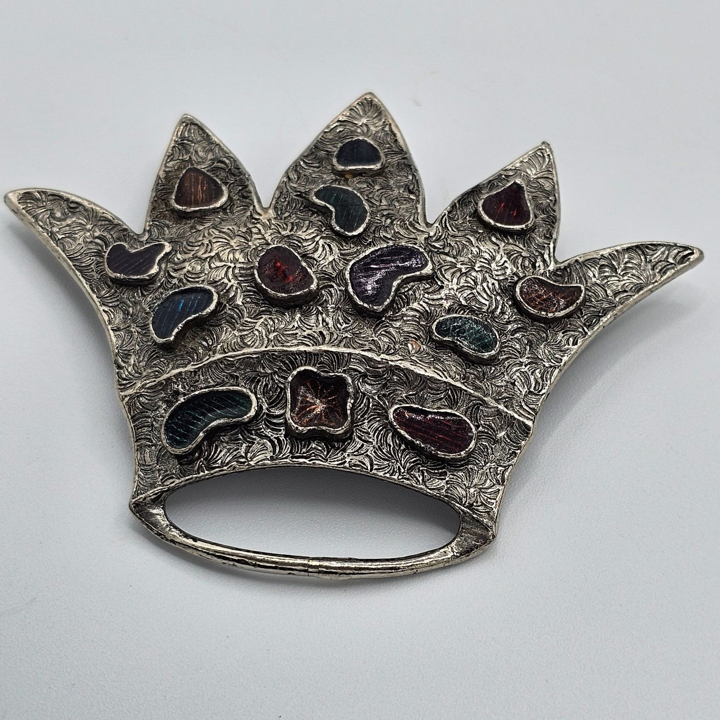 Vintage Metal Abstract Princess Crown Brooch