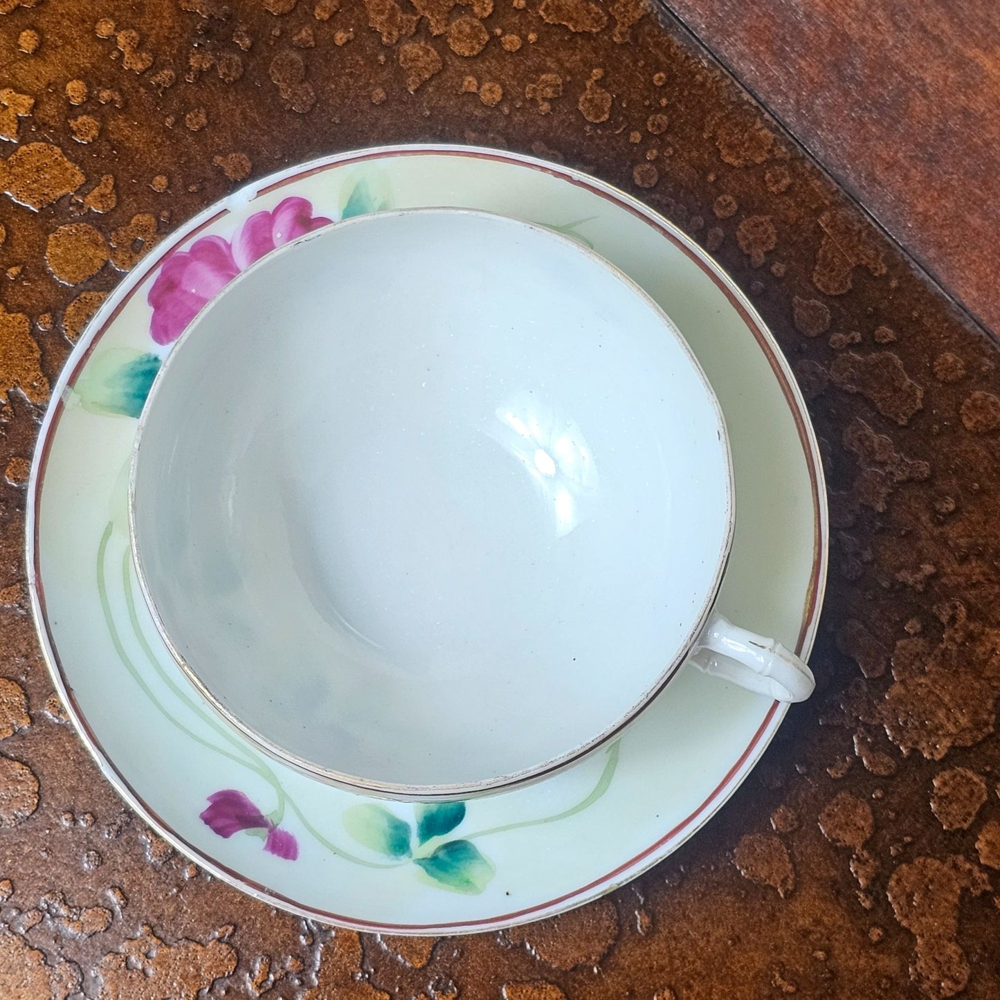 Vintage Nippon Hand-Painted China Teacup & Saucer Set