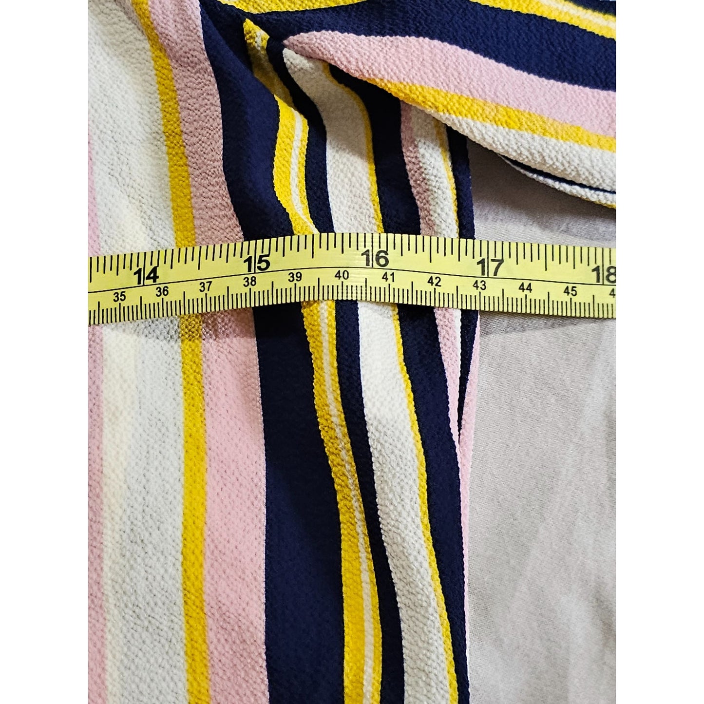 Speechless Pink, Navy, Yellow Vertical Striped Cold-shoulder Short Dress Size M