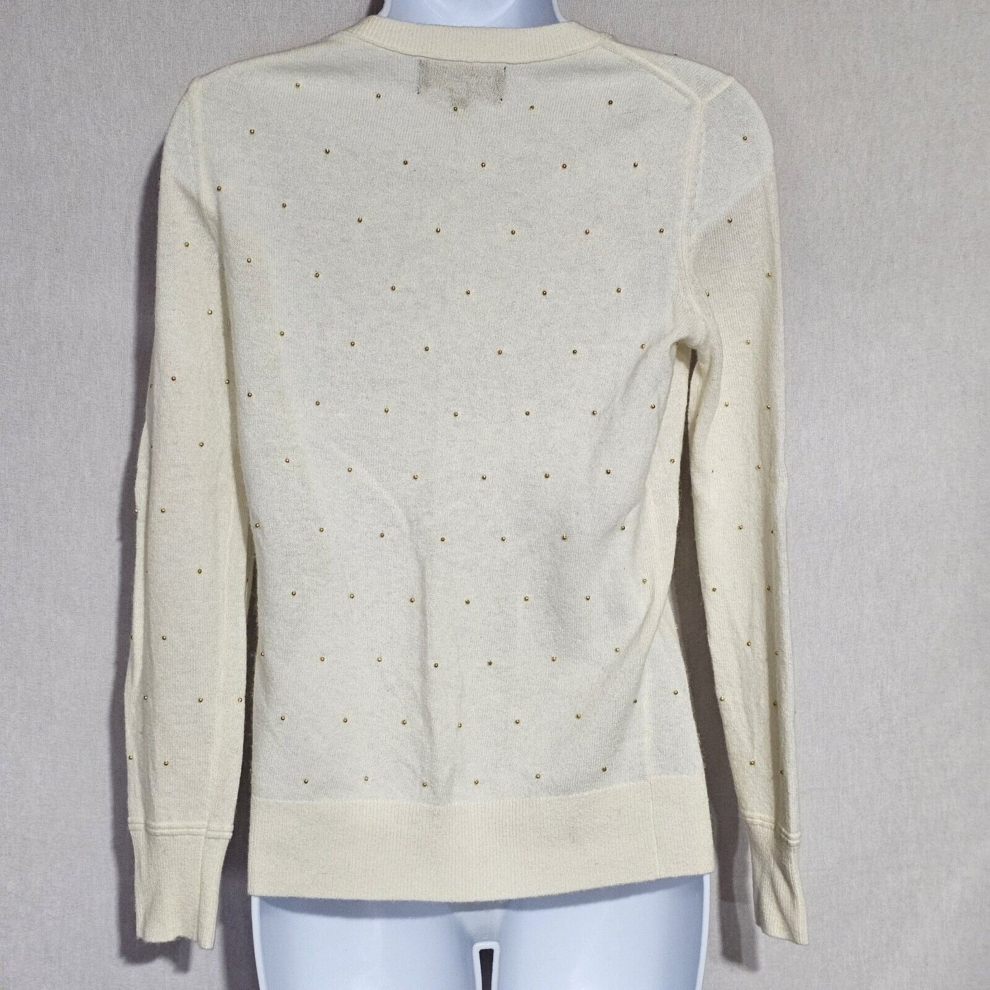 Banana Republic Ivory Cashmere Blend Gold Bead Knit Winter Sweater Size XS