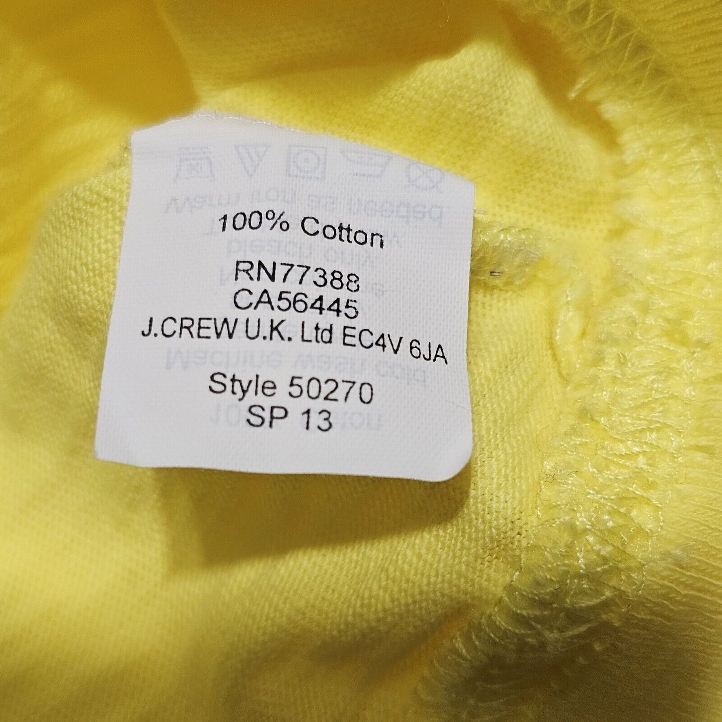 J. Crew 3/4 Sleeve Yellow Cotton Pullover  T-Shirt Blouse Size Medium GUC