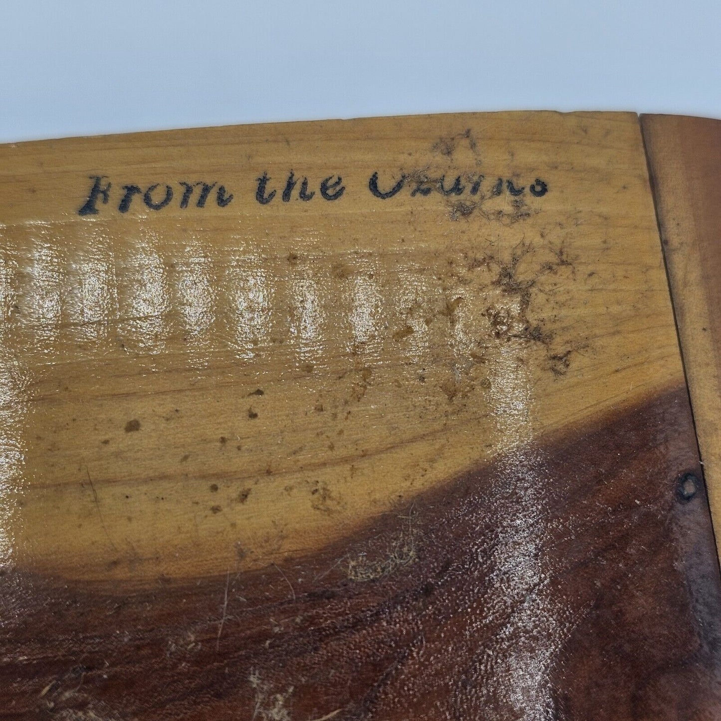 Small Vintage Oak Wooden Souvenir Trinket Box From The Ozark Curved