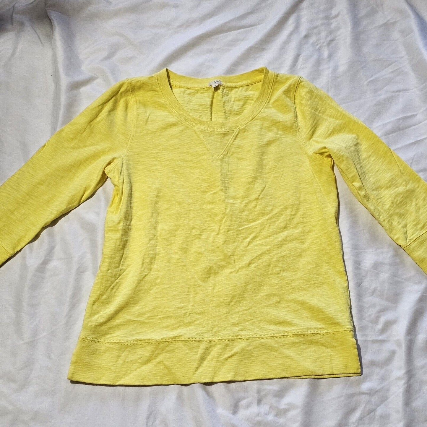 J. Crew 3/4 Sleeve Yellow Cotton Pullover  T-Shirt Blouse Size Medium GUC