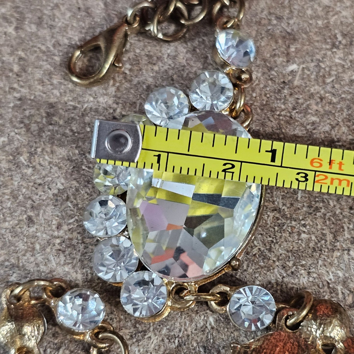 Huge Gold-tone Acrylic Foiled Rhinestones Vintage 90s Y2K Bling Bling