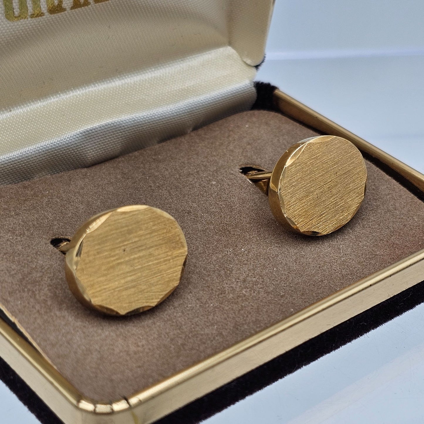 Vintage Granada IOB Oval Gold-tone Cuff Links