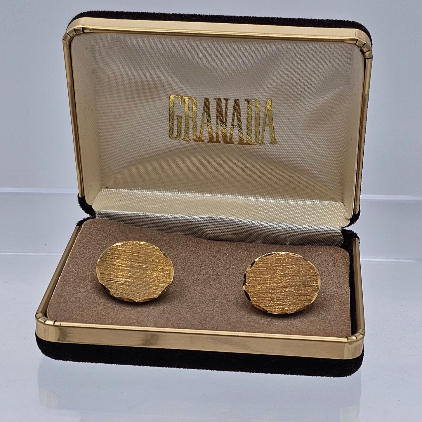 Vintage Granada IOB Oval Gold-tone Cuff Links