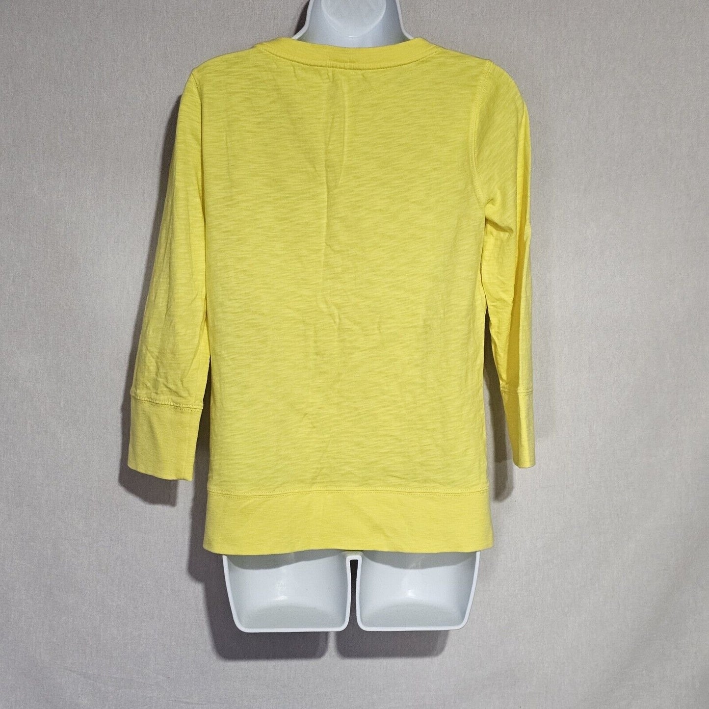 J. Crew 3/4 Sleeve Yellow Cotton Pullover  T-Shirt Blouse Size Medium GUC