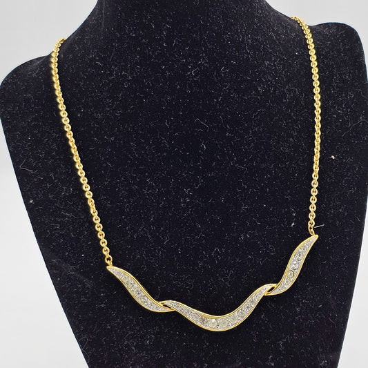 Monet Vintage Gold-tone Chain with a Rhinestone Ribbon