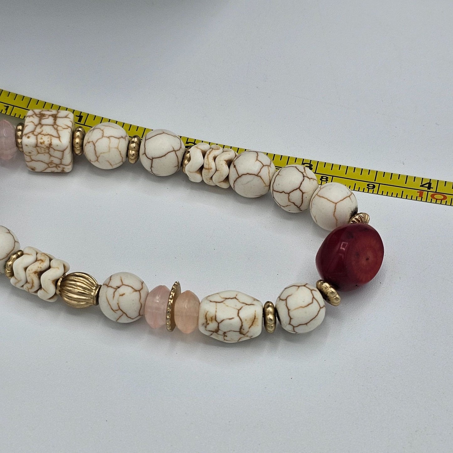 Howlite Rose Quartz Red Stone Stretch Bracelet