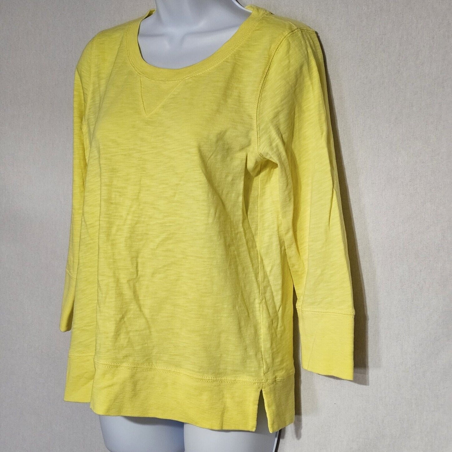 J. Crew 3/4 Sleeve Yellow Cotton Pullover  T-Shirt Blouse Size Medium GUC