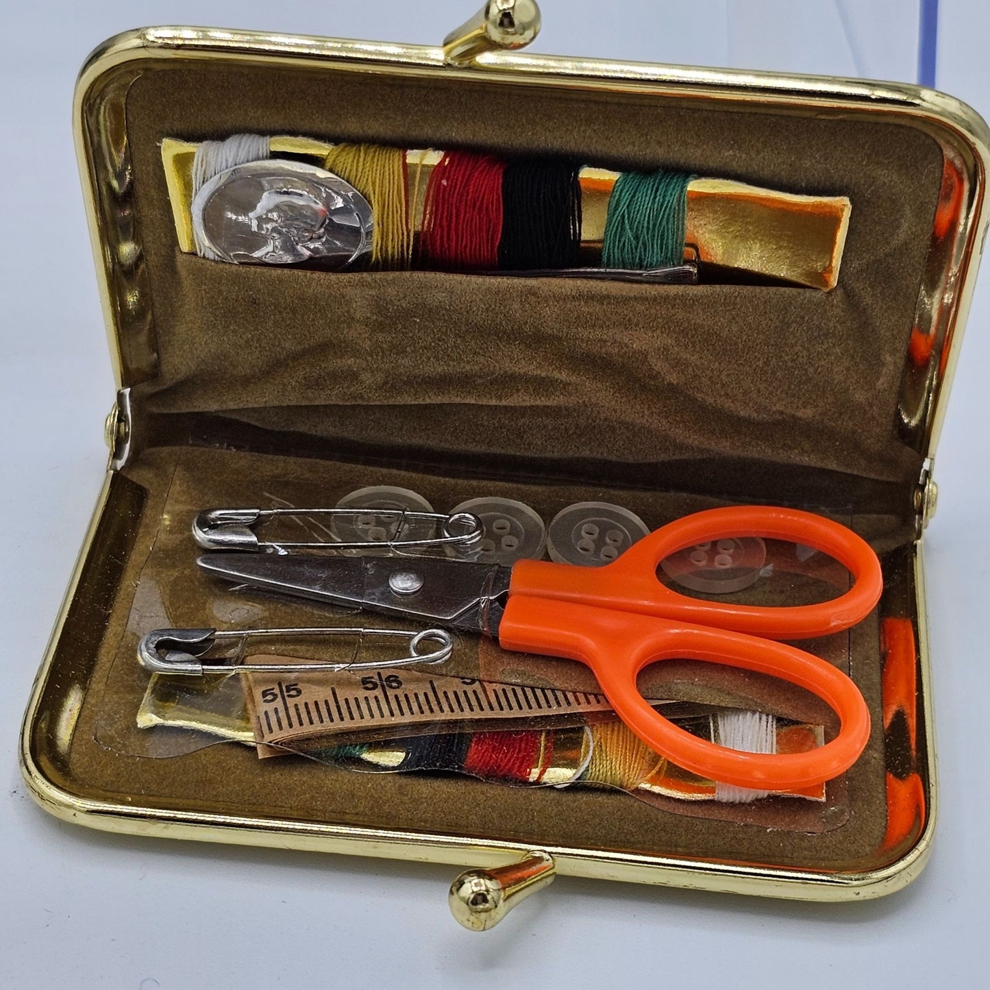 Vintage Sewing Kit Gold New Old Stock Gold Case