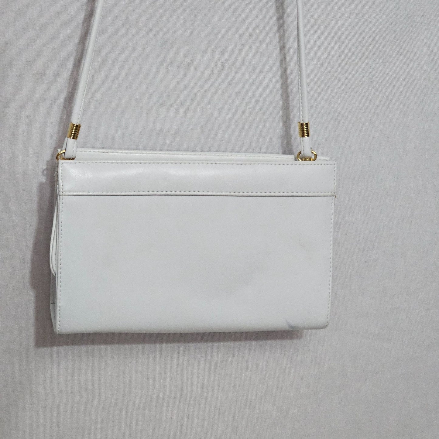 Vintage Monet White Leather Crossbody Bag Purse Elegant Sophisticated Coquette