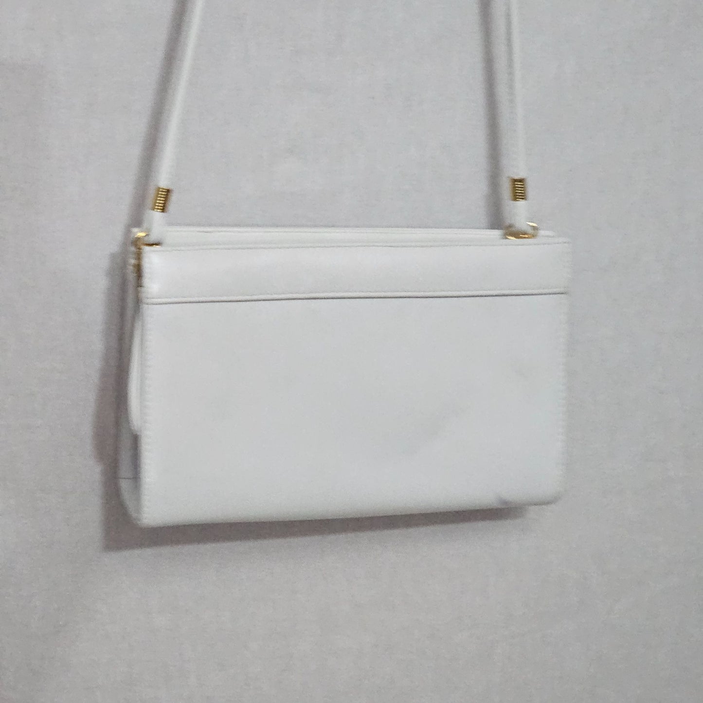 Vintage Monet White Leather Crossbody Bag Purse Elegant Sophisticated Coquette