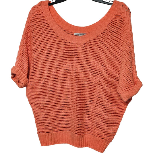 American Eagle Outfitters Coral Knit Sweater M Cotton Blend Womens Short Sleeve