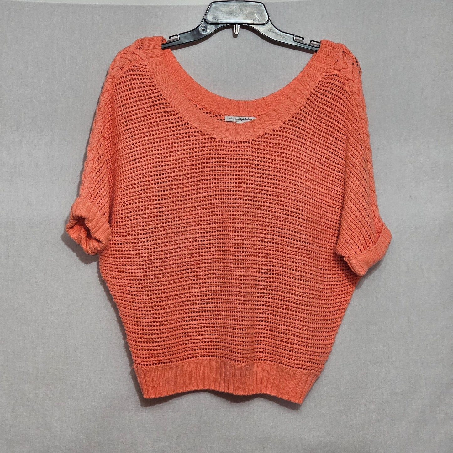 American Eagle Outfitters Coral Knit Sweater M Cotton Blend Womens Short Sleeve