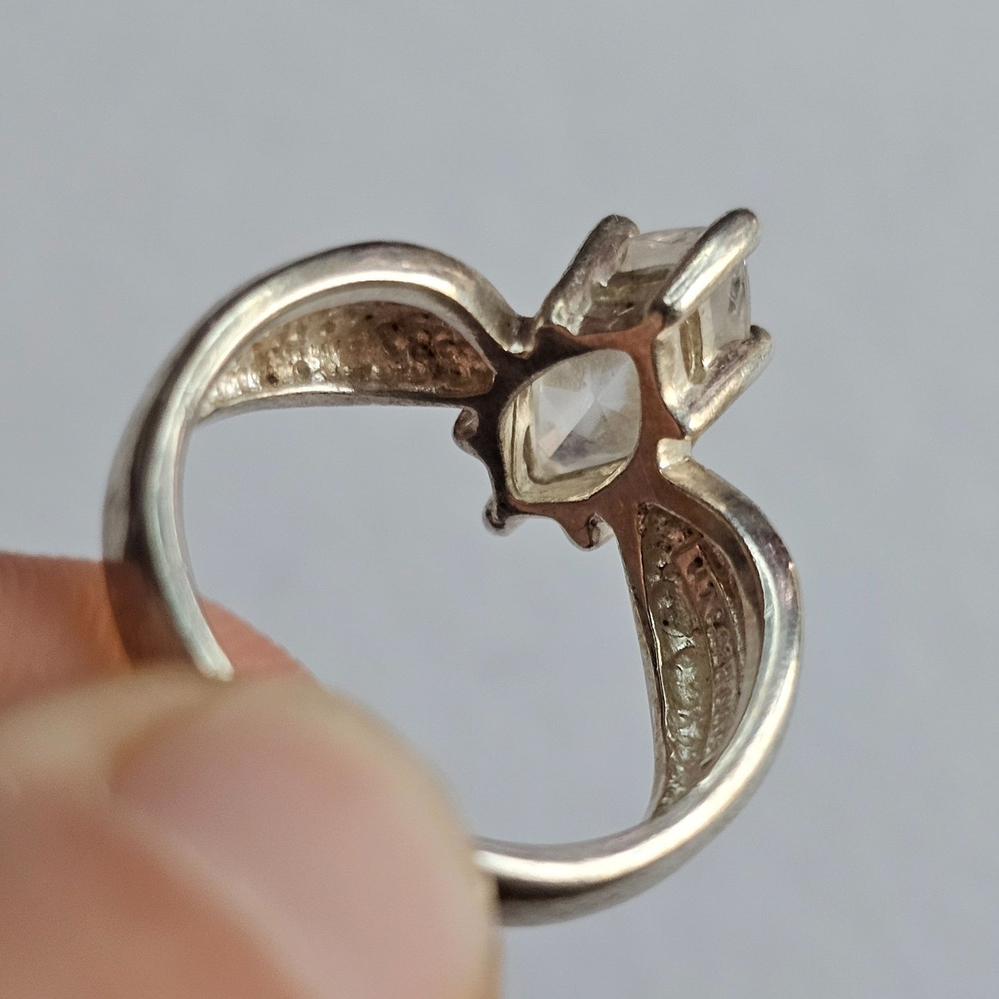 Marquise CZ Ring Sterling Silver Unique Band Size 6 Elegant Statement Solitaire