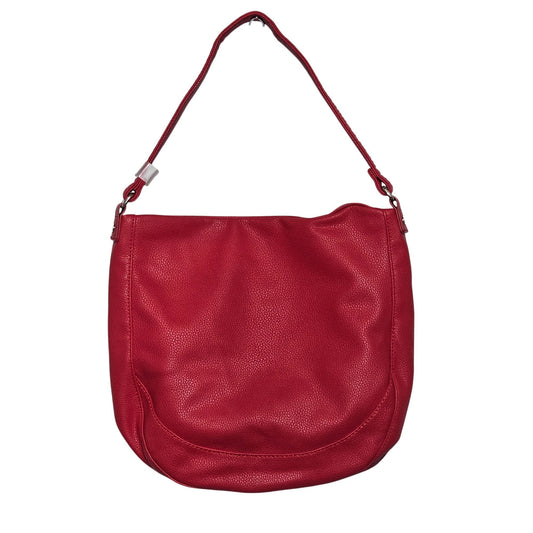 Jewell By Thirty-One Cherry Red Pebbled Leatherette Hobo Shoulder Bag Medium