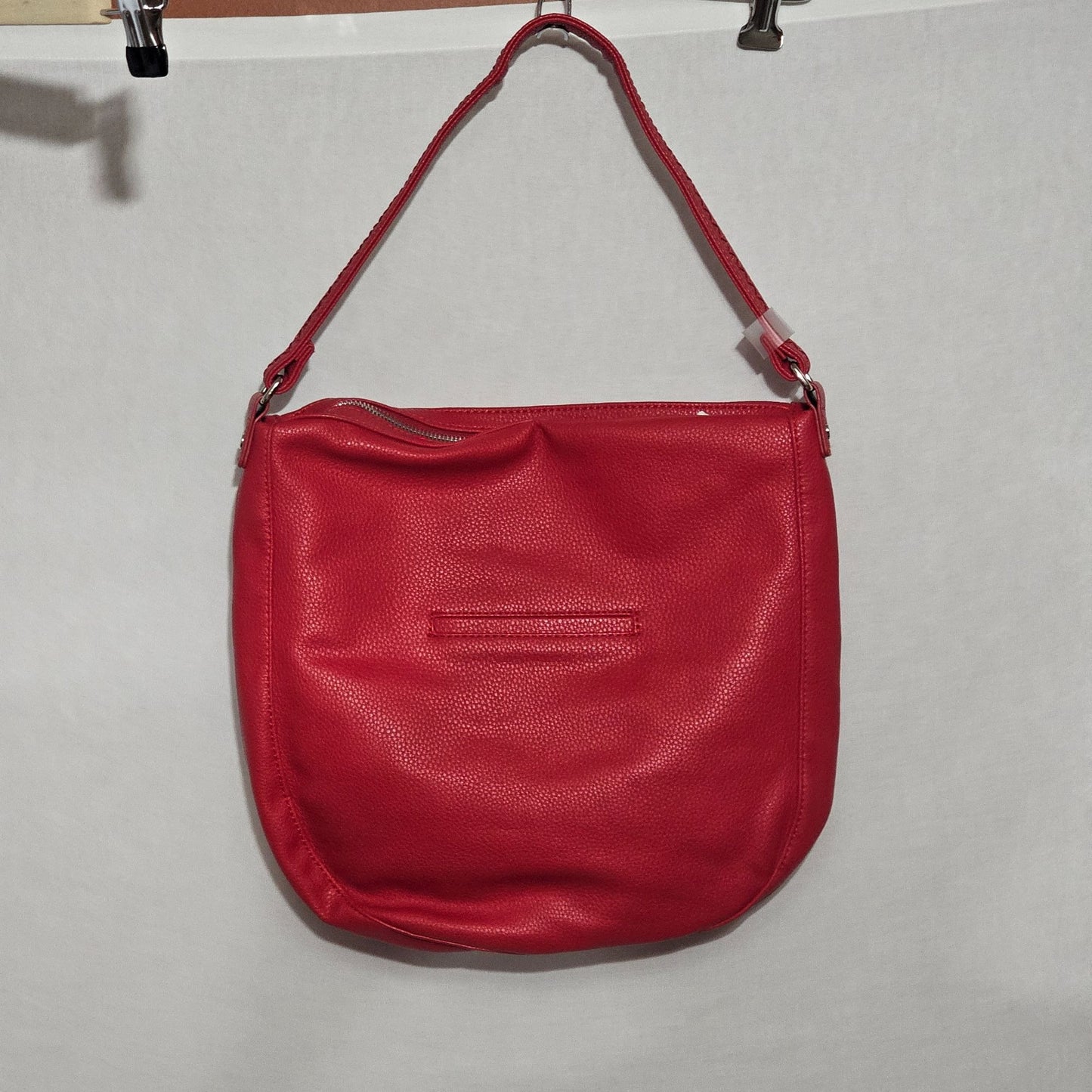 Jewell By Thirty-One Cherry Red Pebbled Leatherette Hobo Shoulder Bag Medium