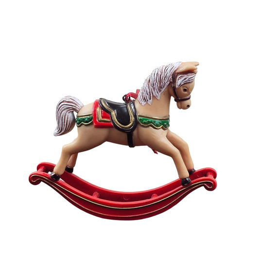 Small Plastic Christmas Tree Ornament Rocking Horse Holiday Decor Equestrian