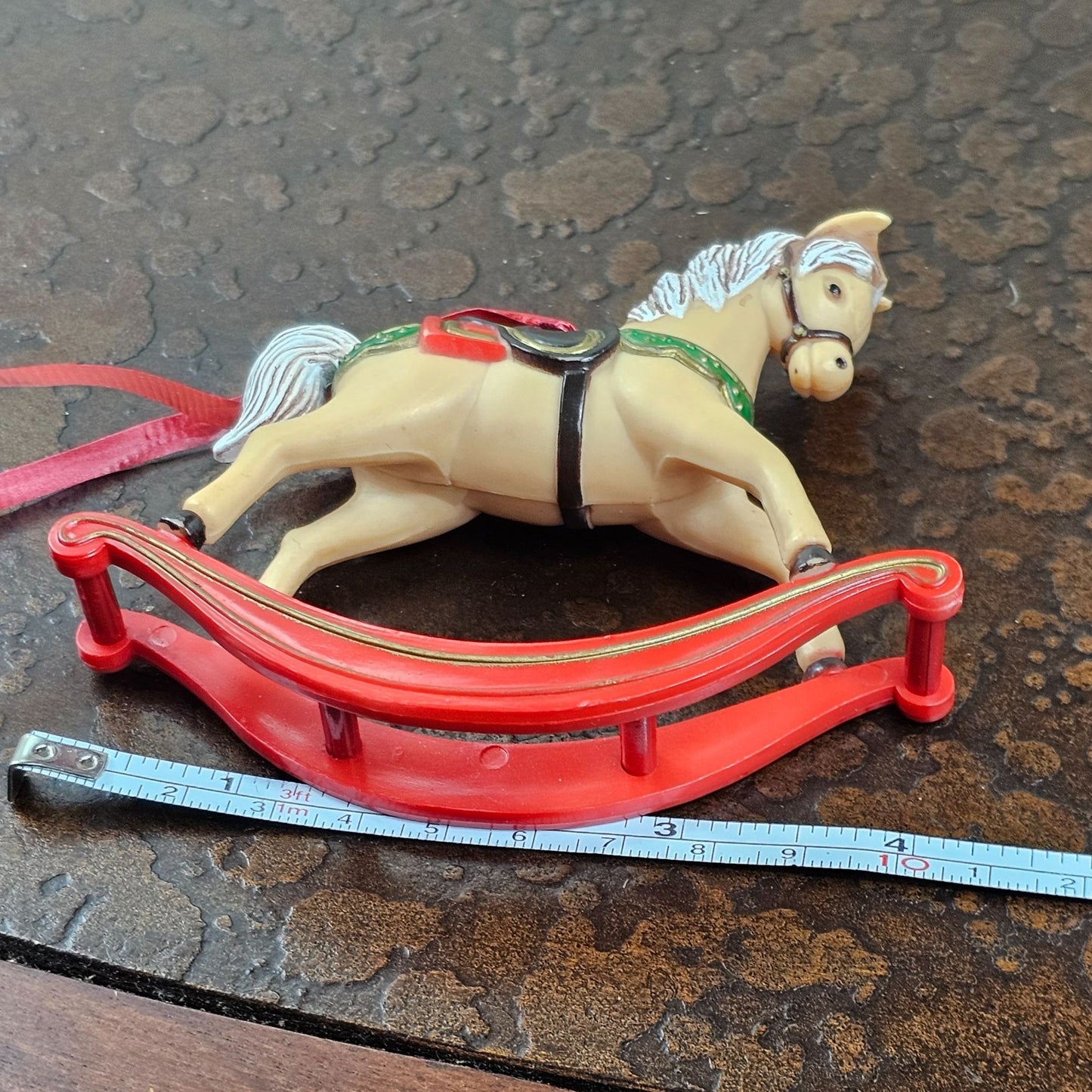 Small Plastic Christmas Tree Ornament Rocking Horse Holiday Decor Equestrian