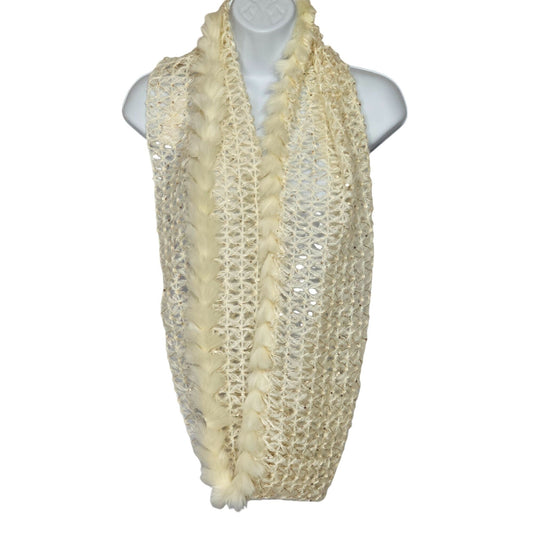 Luxurious Cream Infinity Scarf With Faux Fur Detailing By Charming Charlie