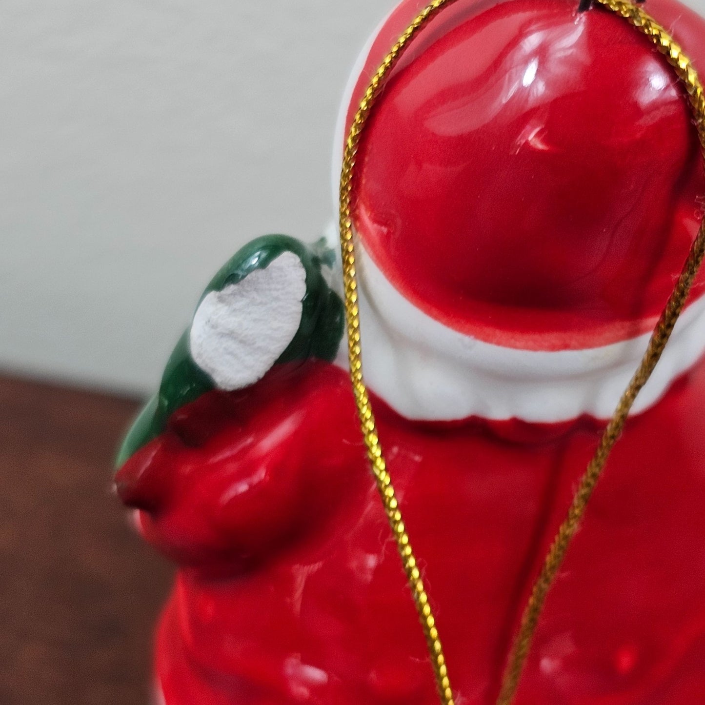 Christmas Holiday Santa Claus Ornament Painted Hollow Ceramic Vintage READ