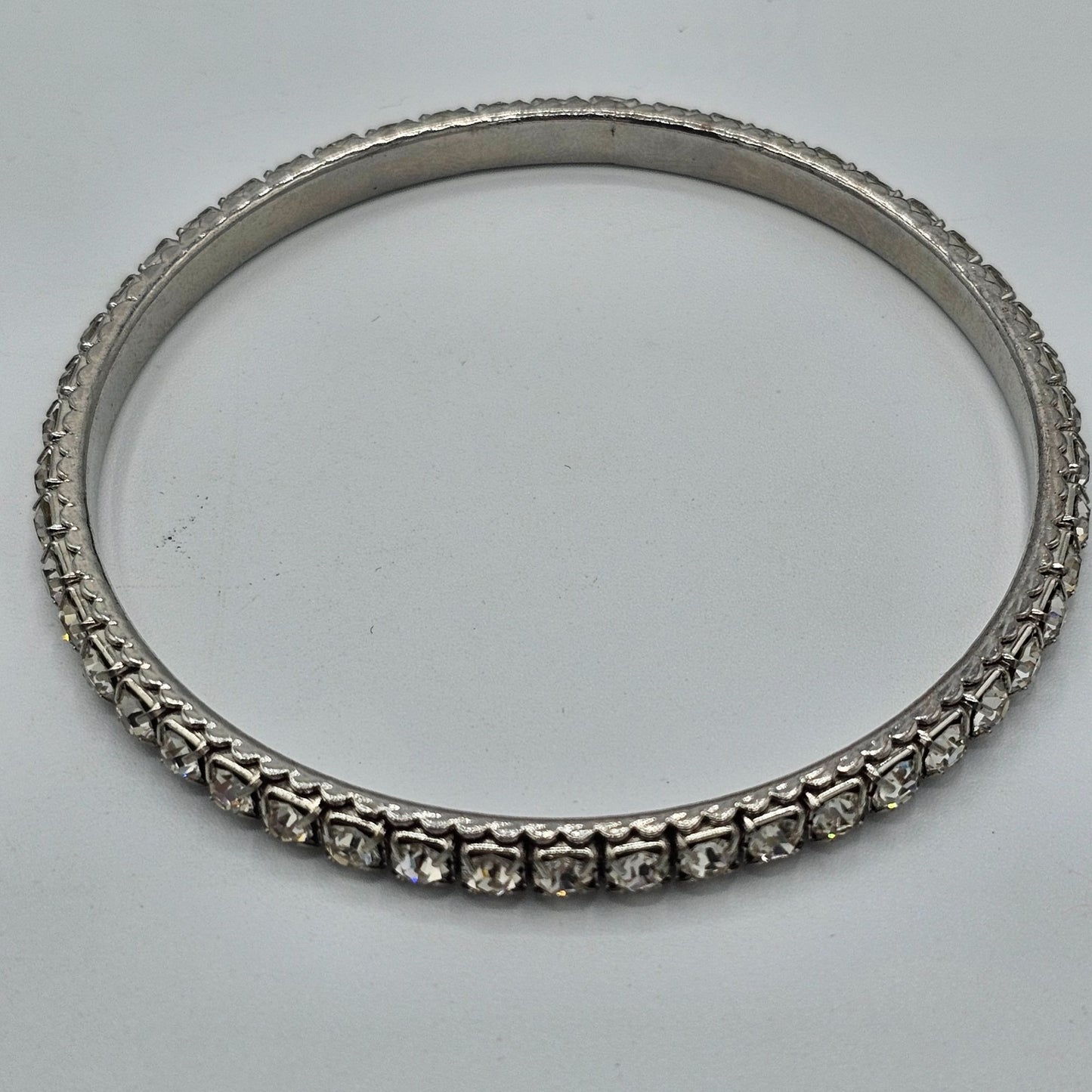 Silver-tone Rhinestone Bangle Bracelet