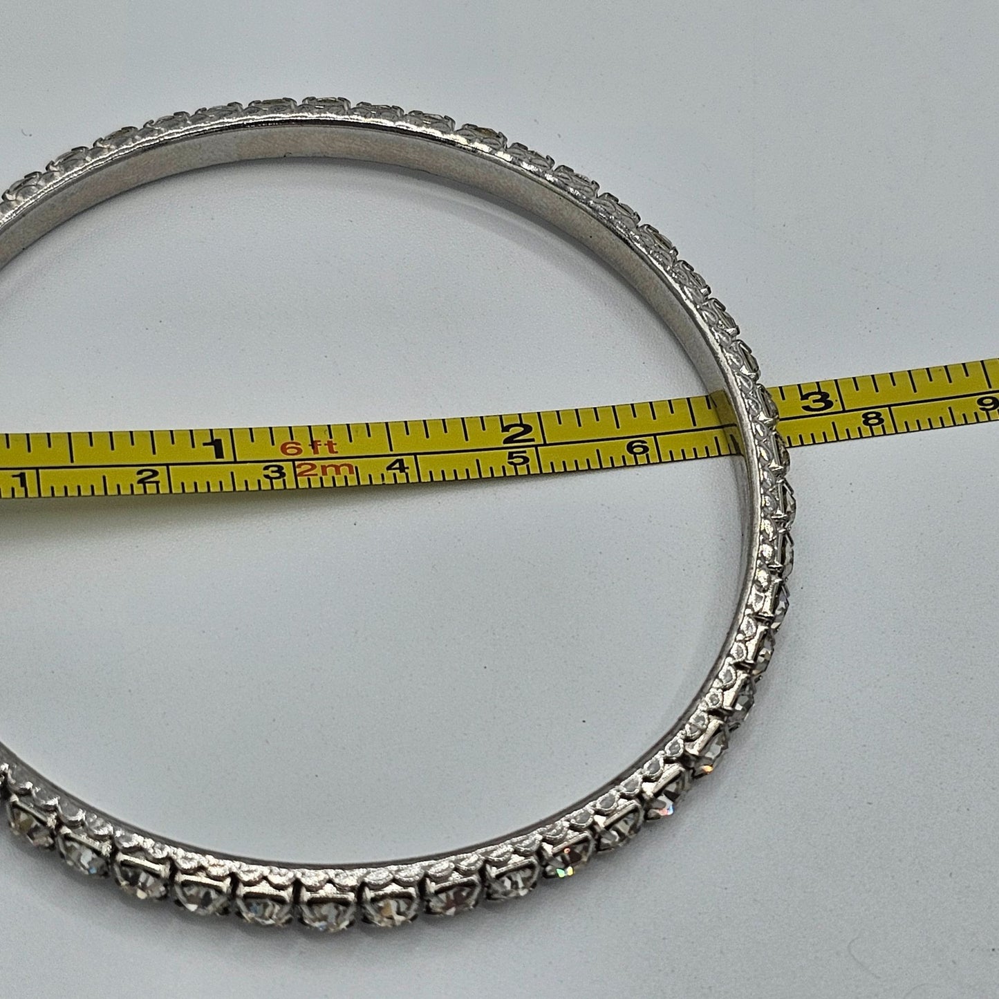 Silver-tone Rhinestone Bangle Bracelet