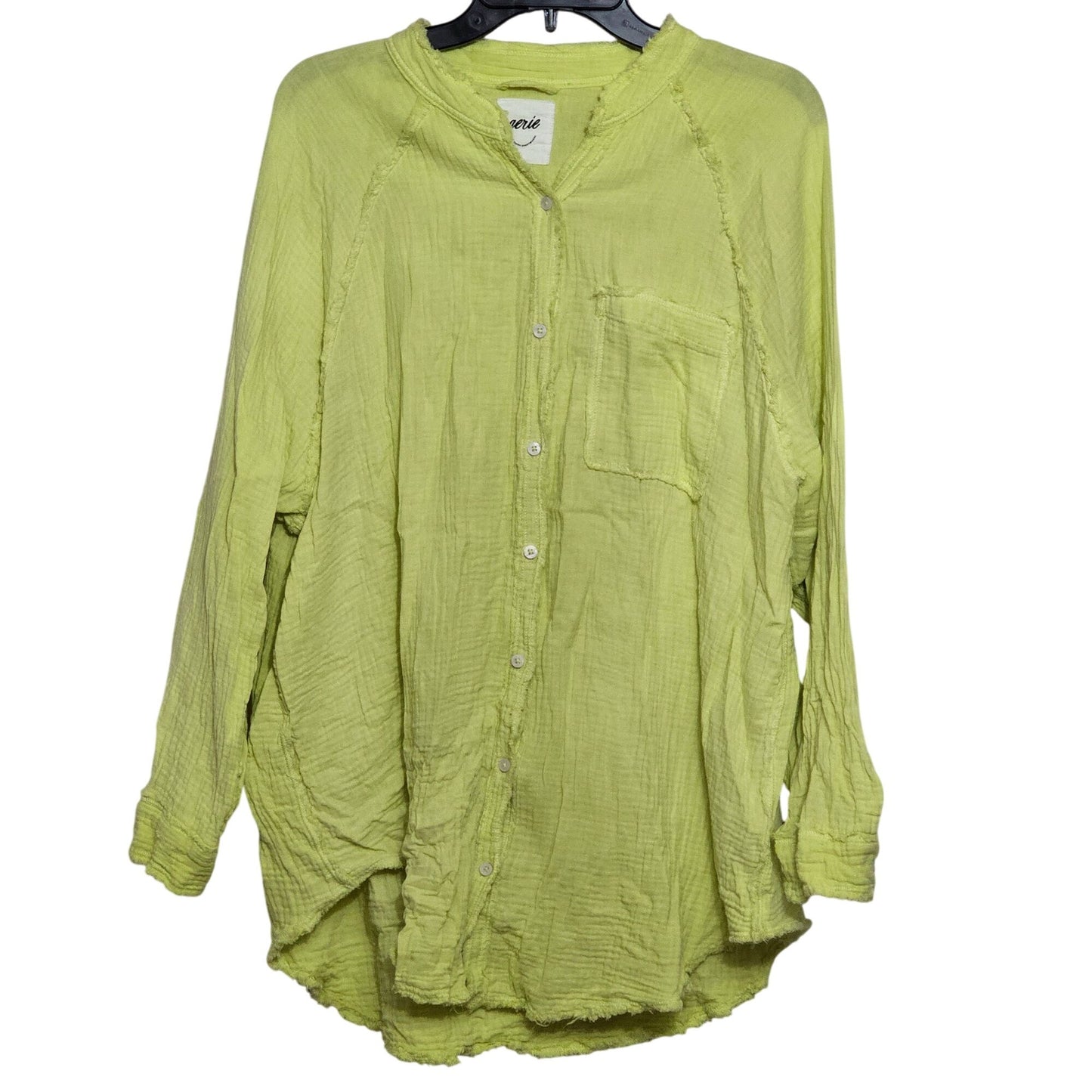 Aerie Womens Lime Green Button-Up Long Sleeve Shirt Size M