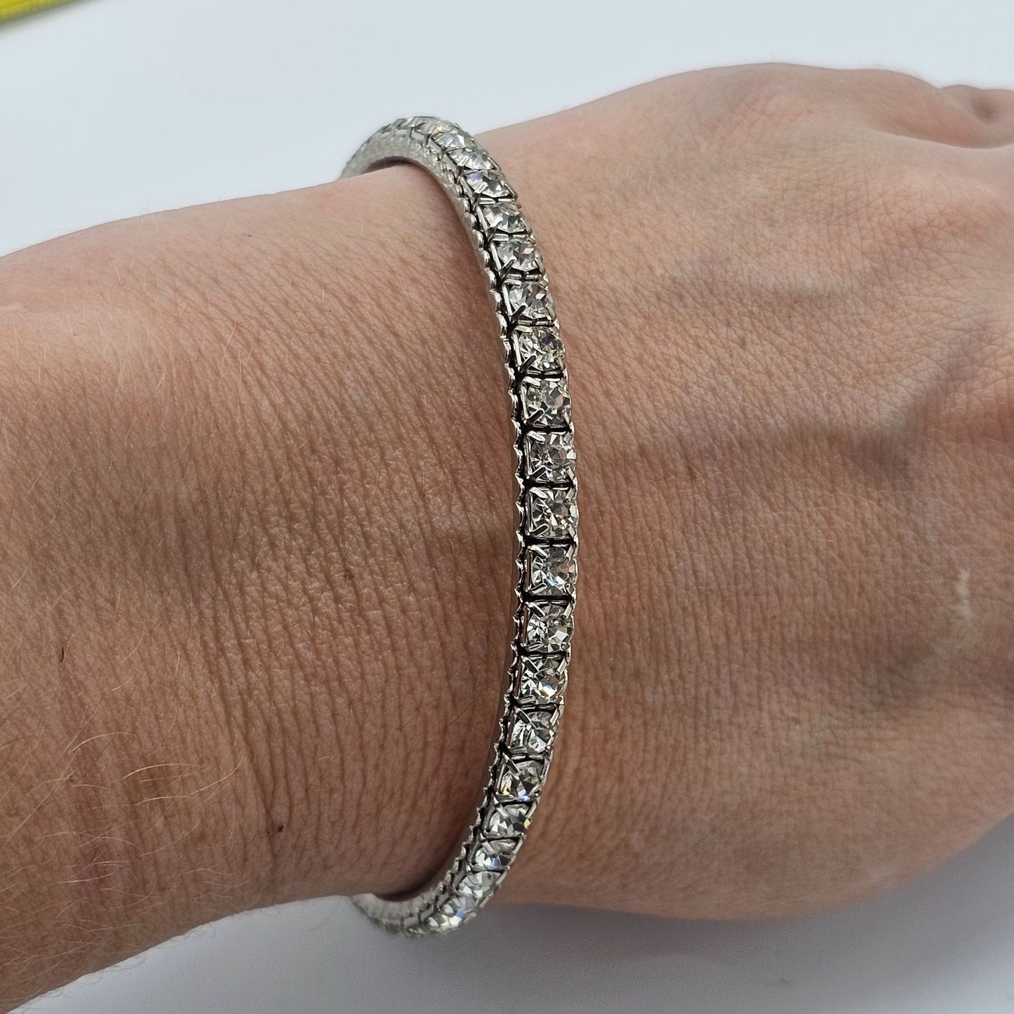 Silver-tone Rhinestone Bangle Bracelet