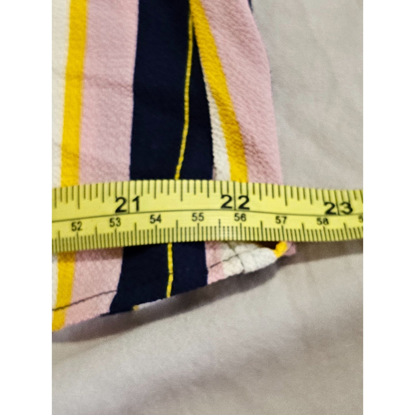 Speechless Pink, Navy, Yellow Vertical Striped Cold-shoulder Short Dress Size M