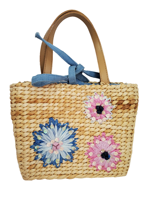 Floral Basketweave Small Handbag