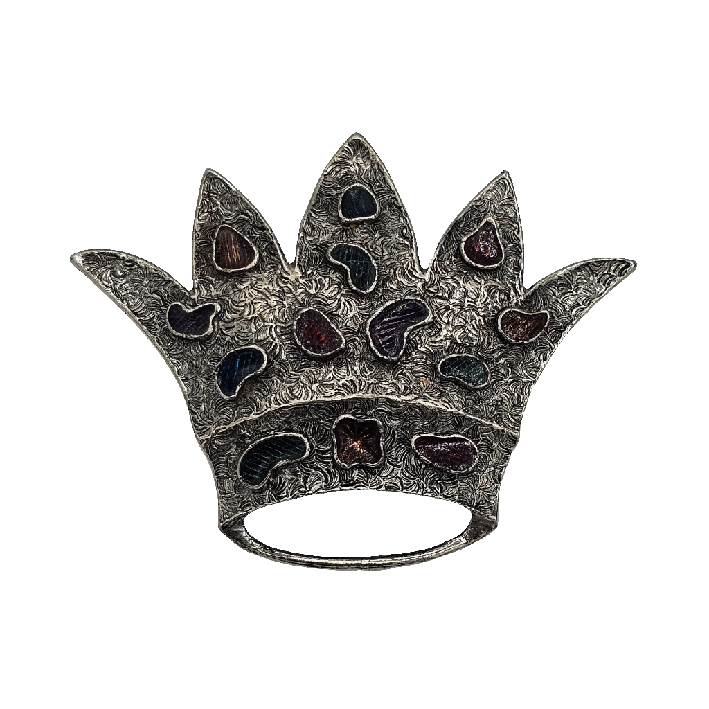 Vintage Metal Abstract Princess Crown Brooch