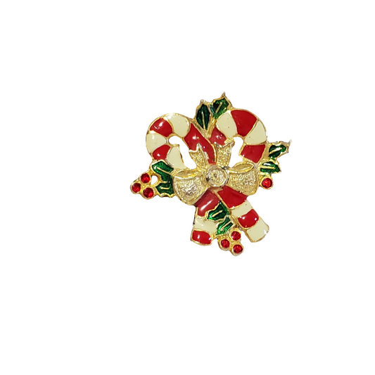 Vintage Christmas Holiday Candy Cane Brooch