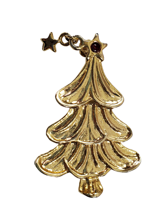 Vintage Gold-tone Signed AV Christmas Tree