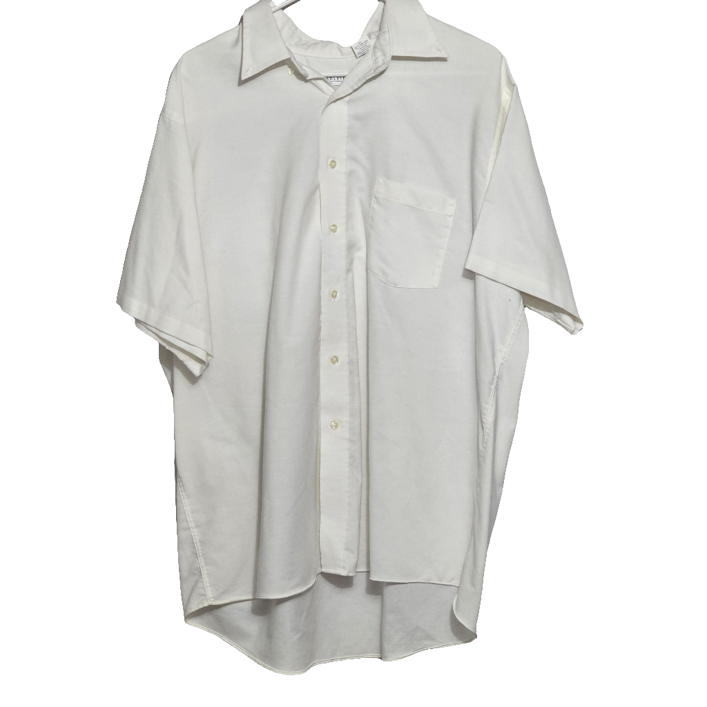 Van Heusen White Collared Button Down Short Sleeve Shirt Size XL