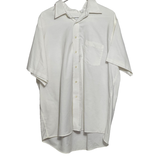 Van Heusen White Collared Button Down Short Sleeve Shirt Size XL