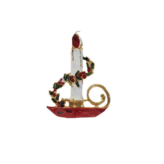 NOS Lit Holiday Candle Brooch Vintage