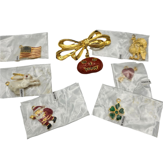 Holiday Brooch Set  Inter-Changeable Themes Christmas Halloween Easter and More