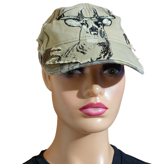 Mens Desert Beige Camo Deer Hunter Buck Wear Ball Cap OS