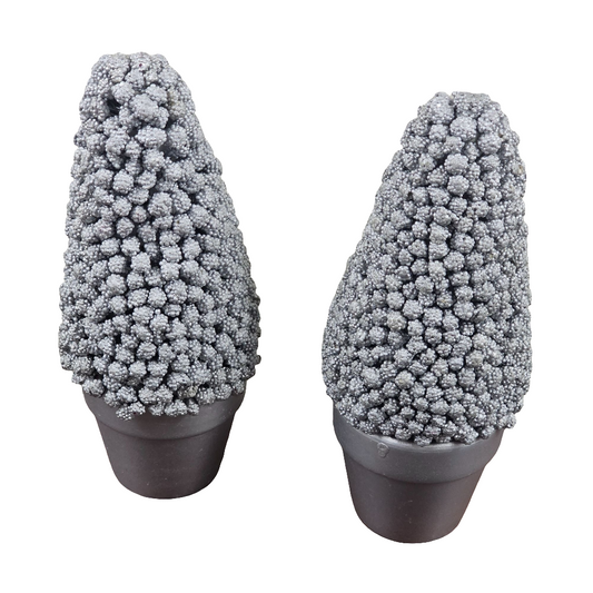 Set of 2 Small Silver Painted Handcrafted Trees