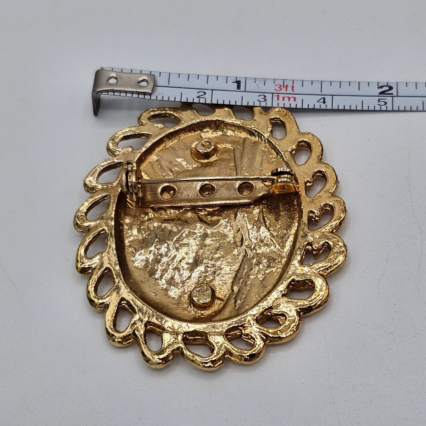 Vintage Gold & Silver-Tone Cameo Brooch Pin